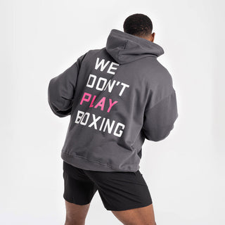 Sweatshirt Boxraw We Don't Play Boxing oversize met capuchon Grijs-roze 