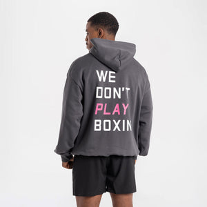 Sweatshirt Boxraw We Don't Play Boxing oversize met capuchon Grijs-roze 