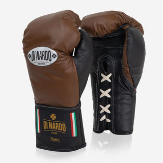 Bokshandschoenen Di Nardo met Veters 12 Oz Bruin-zwart-Combat Arena