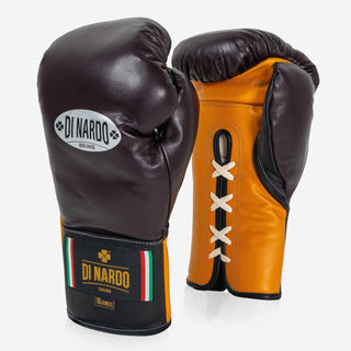 Bokshandschoenen Di Nardo met Veters 16 Oz Bourgondië-geel-Combat Arena