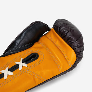 Bokshandschoenen Di Nardo met Veters 16 Oz Bourgondië-geel-Combat Arena
