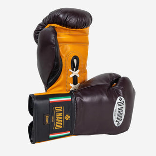 Bokshandschoenen Di Nardo met Veters 16 Oz Bourgondië-geel-Combat Arena