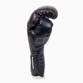 Bokshandschoenen Di Nardo met veters Bourgondië-Zwart 14 oz 