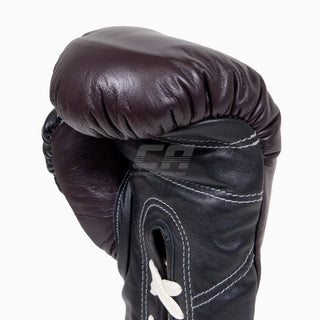 Bokshandschoenen Di Nardo met veters Bourgondië-Zwart 14 oz 