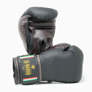 Bokshandschoenen Di Nardo met klittenband Zwart-Bourgondië 14 oz