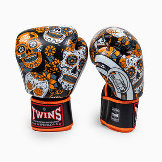 Thaibokshandschoenen Twins Special FBGVL 4 Skull Oranje 