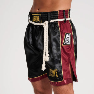 MMA broekje Leone Bare Knuckle AB997 Zwart-rood-Combat Arena