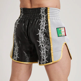 Pantaloncini kick-thai Leone IUTER Barbed Wire AB05IU Nero-Combat Arena