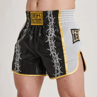 Pantaloncini kick-thai Leone IUTER Barbed Wire AB05IU Nero-Combat Arena