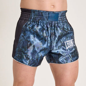 Korte broek kick-thai Leone Urban Fighter AB998 Blauw-groen camouflage-Combat Arena