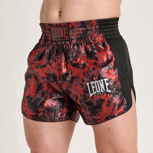 Korte broek kick-thai Leone Urban Fighter AB998 zwart-rood camo-Combat Arena