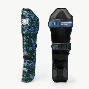 Scheenbeschermers Leone Urban Fighter PT118 blauw-groene camouflage-Combat Arena