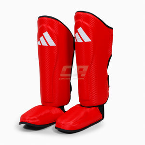 Scheenbeschermers met voetbescherming Adidas Pro Kickboksen WAKO Rood-wit 