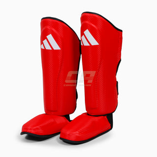 Scheenbeschermers met voetbescherming Adidas Pro Kickboksen WAKO Rood-wit 