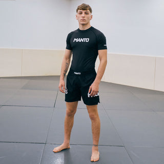 Rashguard Manto Logo Dubbele korte mouwen Zwart-Combat Arena
