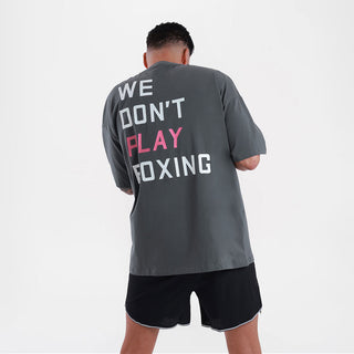 T-shirt Boxraw We Don't Play Boxing Oversize Grijs-roze-Combat Arena