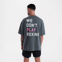 T-shirt Boxraw We Don't Play Boxing Oversize Grijs-roze-Combat Arena