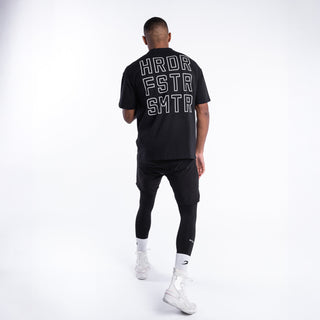 T-shirt Boxraw HRDR FSTR SMTR Oversize Zwart 